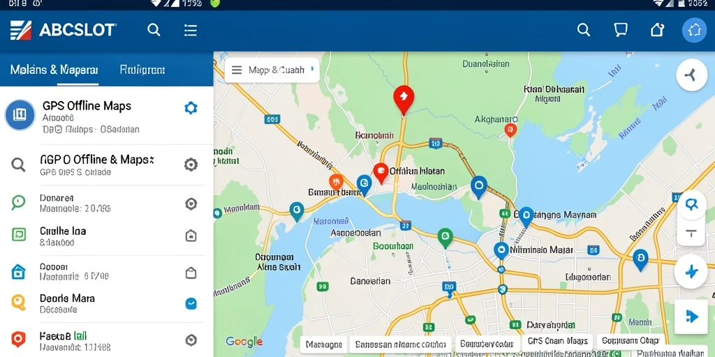 Tampilan antarmuka pengguna <strong>ABCSLOT</strong> yang intuitif untuk GPS Offline Maps.
