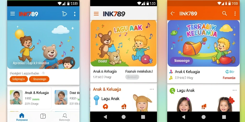 Tampilan antarmuka INK789 yang menampilkan lagu anak-anak yang menghibur.