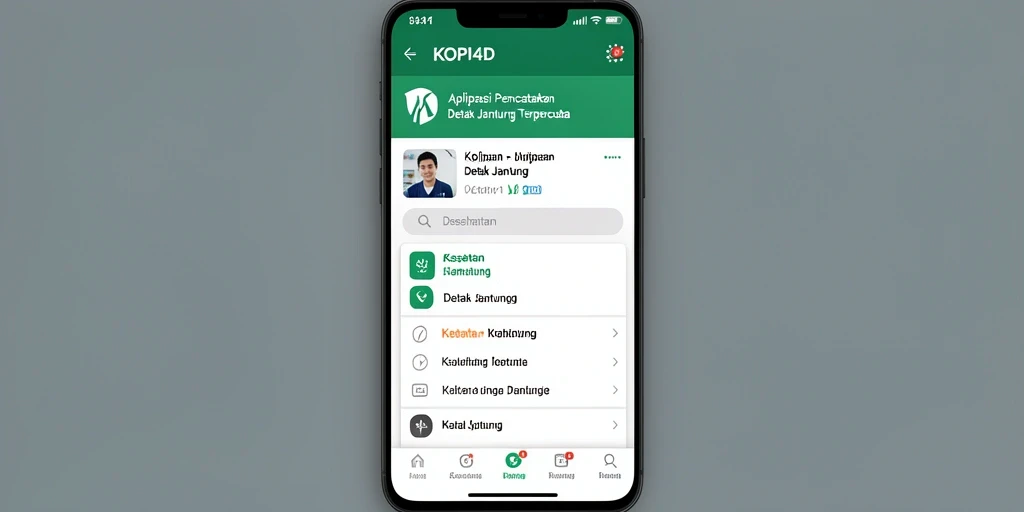Antarmuka intuitif aplikasi KOPI4D untuk pemantauan detak jantung.