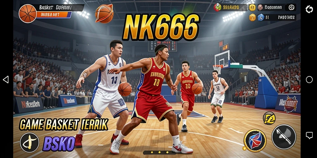 Antarmuka NK666 yang menarik dengan elemen basket interaktif.