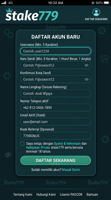 Tampilan halaman daftar stake779